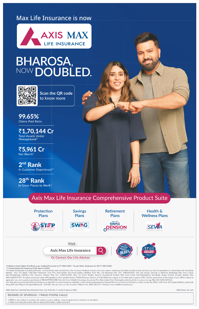 Axis Max Life Insurance Bharosa Now Doubled Ad